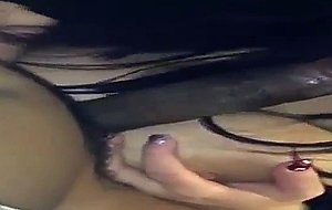 White slut with big tits sucks black cock