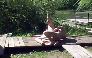 Granny bbw gets anal outdoors