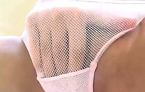 Big racked Sheila Grant in white panties takes pink vibrator